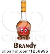 Clipart Of A Happy Brandy Bottle Over Text Royalty Free Vector Illustration