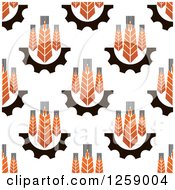 Poster, Art Print Of Seamless Wheat And Gear Background Pattern