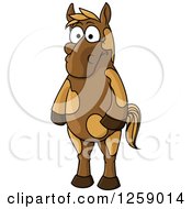 Clipart Of A Brown Horse Standing Upright Royalty Free Vector Illustration