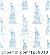 Poster, Art Print Of Seamless Background Pattern Of Blue Statues Of Liberty
