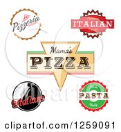 Clipart Of Pizza And Italian Cuisine Labels Royalty Free Vector Illustration