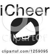 Poster, Art Print Of Black And White Square Megaphone Icon With Icheer Text