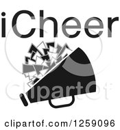 Poster, Art Print Of Square Megaphone And Pom Pom Icon With Icheer Text