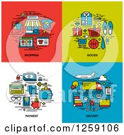 Clipart Of Shopping Goods Payment Delivery Icons Royalty Free Vector Illustration