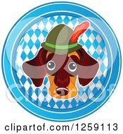 Poster, Art Print Of German Dachshund Oktoberfest Dog Over A Circle Of Diamonds