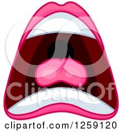 Clipart Of A Womans Pink Screaming Mouth Royalty Free Vector Illustration