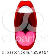 Clipart Of A Womans Pink Shouting Mouth Royalty Free Vector Illustration