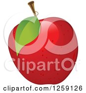 Poster, Art Print Of Red Apple With A Leaf
