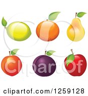 Clipart Of Fruits With Leaves Royalty Free Vector Illustration by Pushkin