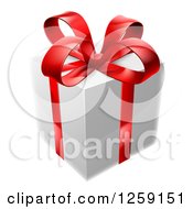 Poster, Art Print Of 3d White Gift Box With A Red Bow