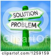Poster, Art Print Of Problem And Solution Arrow Directional Signs Over Sunrise