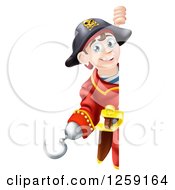 Poster, Art Print Of Happy Young Pirate Captain Looking Around A Sign