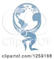 Clipart Of A Blue Man Atlas Carrying The Earth Royalty Free Vector Illustration