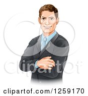 Handsome Brunette Caucasian Businessman With Folded Arms