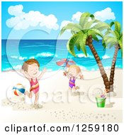 Poster, Art Print Of Caucasian Girls Jumping On A Tropical Beach
