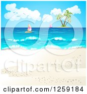 Poster, Art Print Of Tropical Beach Background With Sailboats And An Island