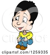 Clipart Of A Boy Sitting Royalty Free Vector Illustration by dero