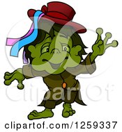 Clipart Of A Waving Water Goblin Royalty Free Vector Illustration