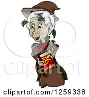 Clipart Of A Senior Female Witch With A Spell Book Royalty Free Vector Illustration