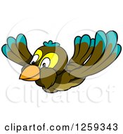 Clipart Of A Bird Flying Royalty Free Vector Illustration