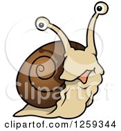 Clipart Of A Happy Snail Royalty Free Vector Illustration by dero