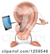 Clipart Of A 3d Ear Character Holding A Smart Phone Royalty Free Illustration by Julos