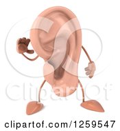 Clipart Of A 3d Ear Character Hearing Royalty Free Illustration by Julos
