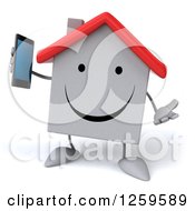Clipart Of A 3d White House Holding A Cell Phone Royalty Free Illustration by Julos