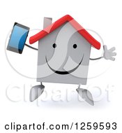 Clipart Of A 3d White House Holding A Cell Phone Royalty Free Illustration by Julos