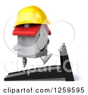 Clipart Of A 3d White House Contractor Running On A Treadmill Royalty Free Illustration