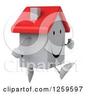 Clipart Of A 3d White House Character Running Royalty Free Illustration
