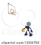 Clipart Of A 3d Blue Android Robot Playing Basketball Royalty Free Illustration by KJ Pargeter