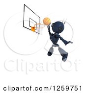 Poster, Art Print Of 3d Blue Android Robot Playing Basketball