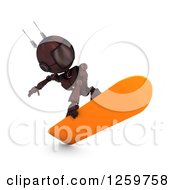 3d Red Android Robot Snowboarding