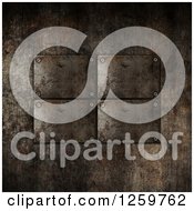 Clipart Of A 3d Rusty Metal Plaque Background Royalty Free Illustration by KJ Pargeter