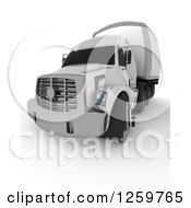 Poster, Art Print Of 3d White Big Rig Truck From The Front