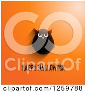 Poster, Art Print Of Grungy Happy Halloween Greeting Under An Owl With A Shadow On Orange