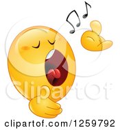 Clipart Of A Singing Yellow Emoticon Smiley Royalty Free Vector Illustration