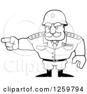 Clipart Of A Black And White Army General Man Pointing Lineart Drawing Royalty Free Vector Illustration by Cory Thoman