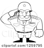 Black And White Army General Man Saluting Lineart Drawing