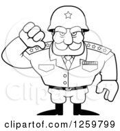 Poster, Art Print Of Black And White Army General Man Holding A Thumb Down Lineart Drawing