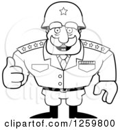 Poster, Art Print Of Black And White Army General Man Holding A Thumb Up Lineart Drawing