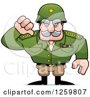 Caucasian Army General Man Holding A Thumb Down