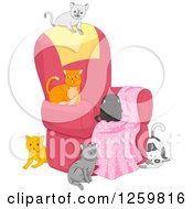 Poster, Art Print Of Group Of Cats On And Around A Chair