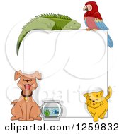 Pet Sign With An Iguana Parrot Dog Fish And Cat