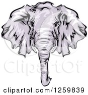 Clipart Of A Gray Elephant Face Mascot Royalty Free Vector Illustration