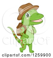 Poster, Art Print Of Cute Green Gecko Hiking
