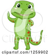 Cute Happy Green Gecko Giving A Thumb Up