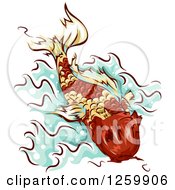 Clipart Of A Swimming Koi Fish Mascot Royalty Free Vector Illustration