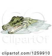 Clipart Of A Swimming Crocodile Mascot Royalty Free Vector Illustration